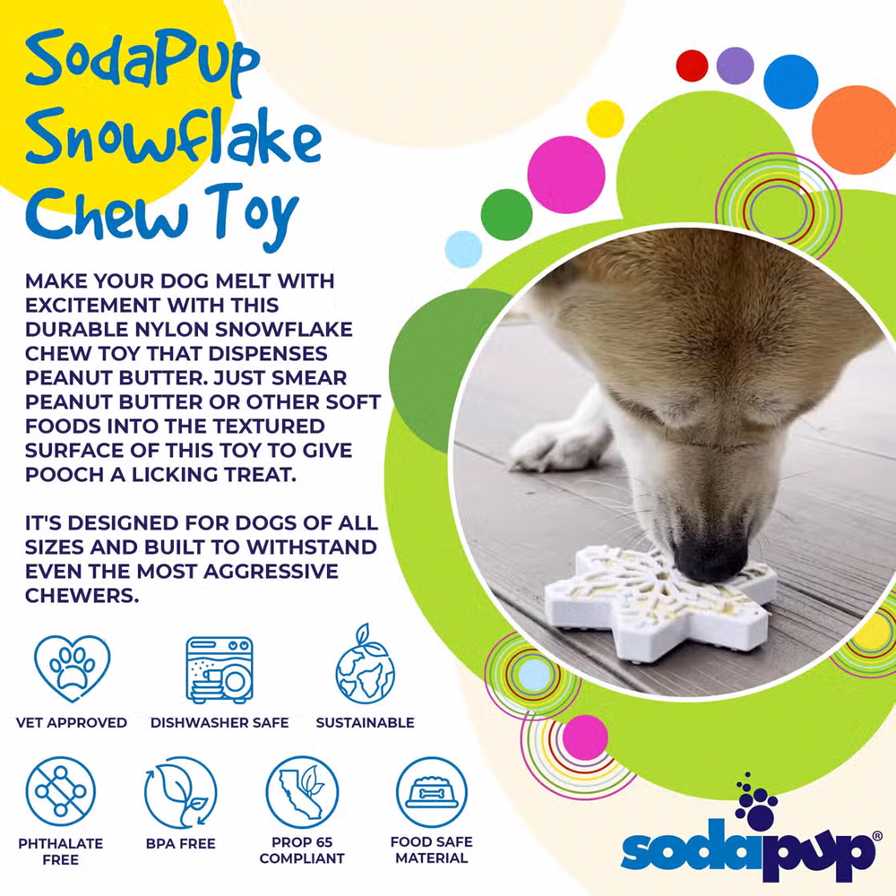 Snowflake Ultra Durable Dog Chew Toy- SodaPup
