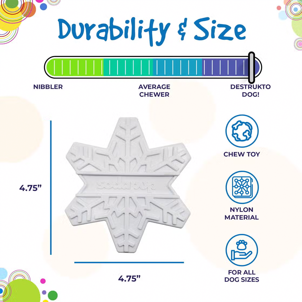 Snowflake Ultra Durable Dog Chew Toy- SodaPup