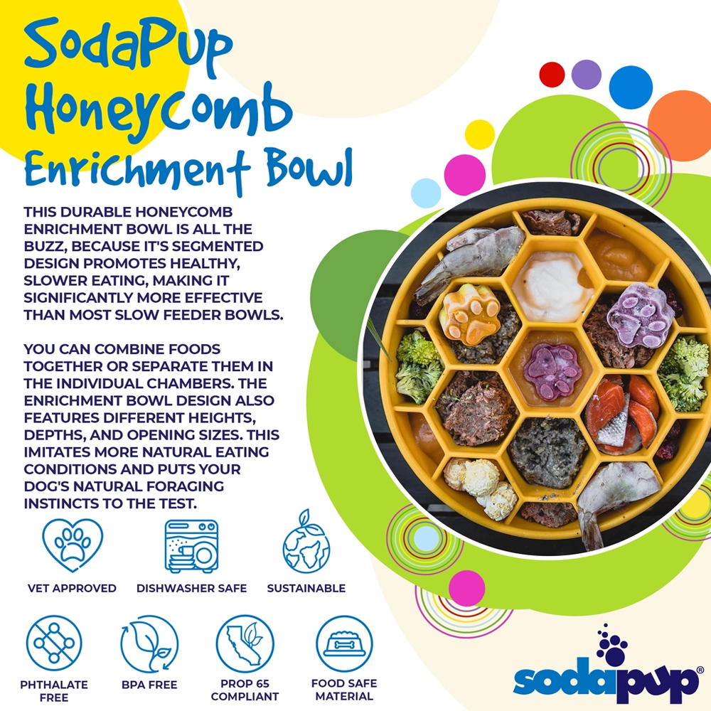Honeycomb eBowl Enrichment Slow Feeder Bowl - SodaPup