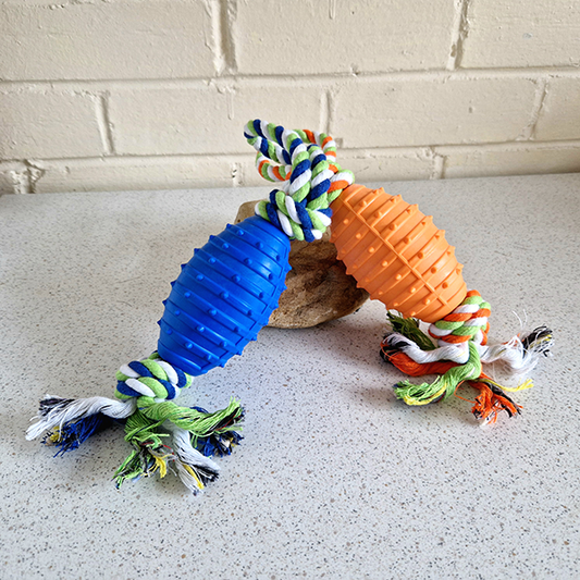 Rugby Ball Rope Dog Toy