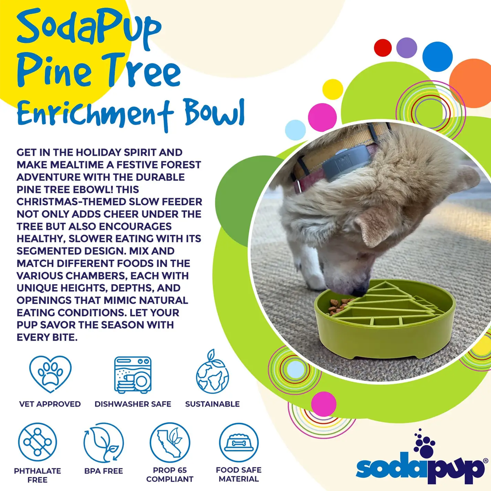 Pine Tree eBowl Enrichment Slow Feeder Bowl - SodaPup